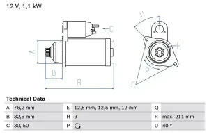 2.0 GL, 1.8, 1.4, 1.6, 2.0, 2.0 GTI VW GOLF 3 Rozrusznik BOSCH