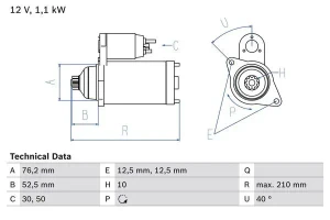 1.6 FSI, 1.4 AUDI A2 Rozrusznik BOSCH