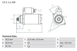 1.6 FSI, 1.4 AUDI A2 Rozrusznik BOSCH