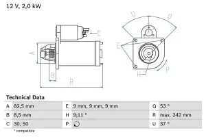 0 986 018 450 BOSCH Rozrusznik