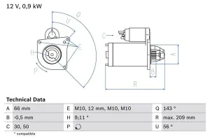 0 986 018 860 BOSCH Rozrusznik