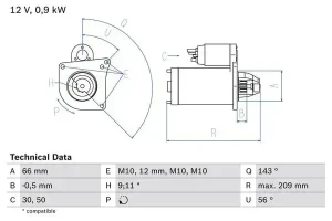 2.0 RENAULT MEGANE 2 Rozrusznik BOSCH