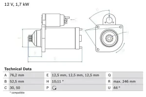 1.9 TDI, 1.4 TDI VW POLO Rozrusznik BOSCH