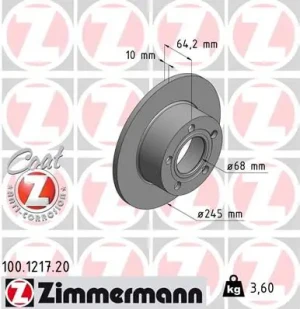 Tarcza hamulcowa tył AUDI 100 C4 ZIMMERMANN