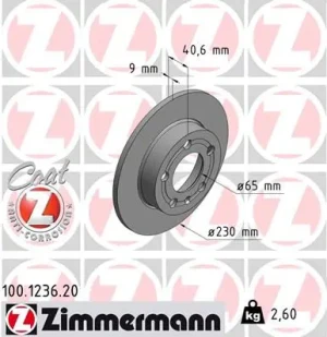 Tarcza hamulcowa tył AUDI A3 8L ZIMMERMANN