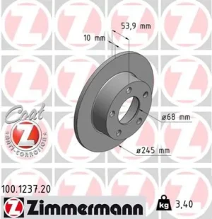 100.1237.20 ZIMMERMANN Tarcza hamulcowa tył