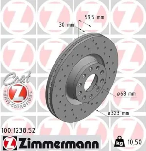 Tarcza hamulcowa przód AUDI A8 D2 ZIMMERMANN