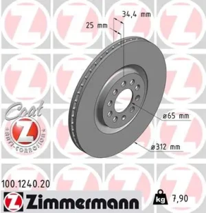 Tarcza hamulcowa przód AUDI A3 8L ZIMMERMANN
