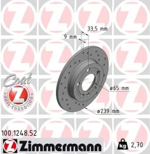 Tarcza hamulcowa tył VW BORA ZIMMERMANN