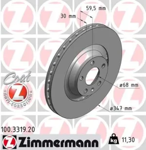 Tarcza hamulcowa przód AUDI A6 C6 ZIMMERMANN