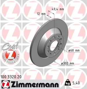 Tarcza hamulcowa tył AUDI A6 C6 ZIMMERMANN