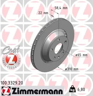 100.3329.20 ZIMMERMANN Tarcza hamulcowa tył