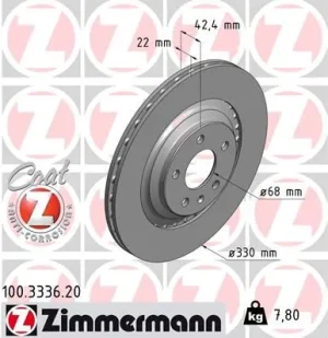 Tarcza hamulcowa tył AUDI A6 C6 ZIMMERMANN