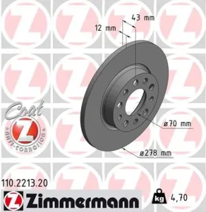 Tarcza hamulcowa tył ALFA ROMEO SPIDER ZIMMERMANN