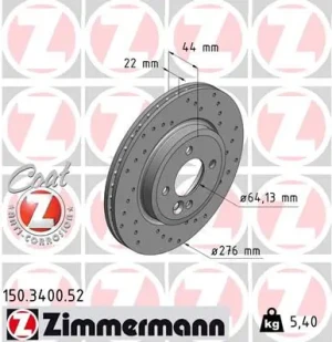 150.3400.52 ZIMMERMANN Tarcza hamulcowa przód