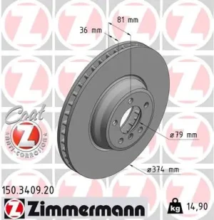 Tarcza hamulcowa przód BMW 7 E65 E66 E67 ZIMMERMANN