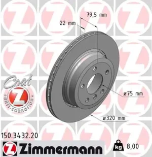 tarcze hamulcowe bmw x3 e83 150.3432.20 ZIMMERMANN