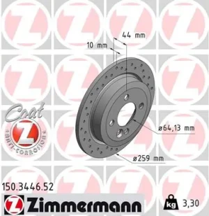 Tarcza hamulcowa tył MINI CABRIO R52 I ZIMMERMANN