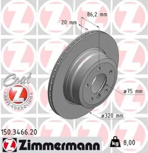 tarcze hamulcowe tył bmw e60 530d 150.3466.20 ZIMMERMANN
