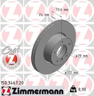 Tarcza hamulcowa przód BMW 3 E90 ZIMMERMANN