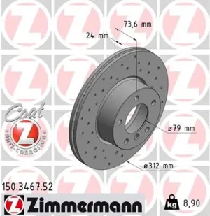Tarcza hamulcowa przód BMW 3 E90 ZIMMERMANN