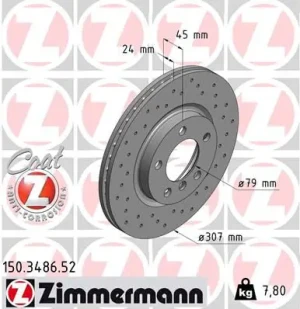 150.3486.52 ZIMMERMANN Tarcza hamulcowa przód