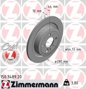 150.3489.20 ZIMMERMANN Tarcza hamulcowa tył