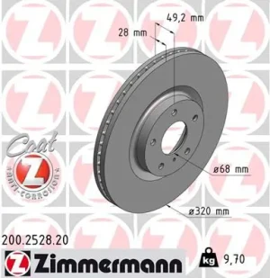 Tarcza hamulcowa przód INFINITI EX ZIMMERMANN