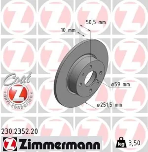 Tarcza hamulcowa tył FIAT STILO ZIMMERMANN