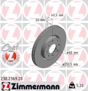 Tarcza hamulcowa przód OPEL CORSA E ZIMMERMANN