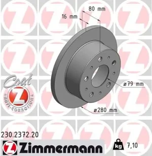 fiat ducato tarcze hamulcowe 230.2372.20 ZIMMERMANN