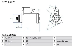 0 986 020 780 BOSCH Rozrusznik