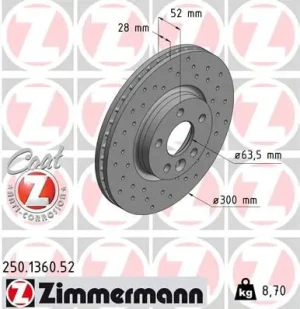 Tarcza hamulcowa przód VOLVO V70 III ZIMMERMANN