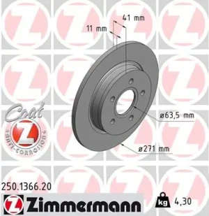 250.1366.20 ZIMMERMANN Tarcza hamulcowa tył