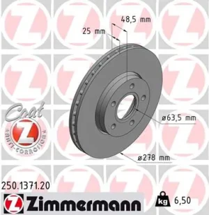 Tarcza hamulcowa przód FORD C-MAX II ZIMMERMANN