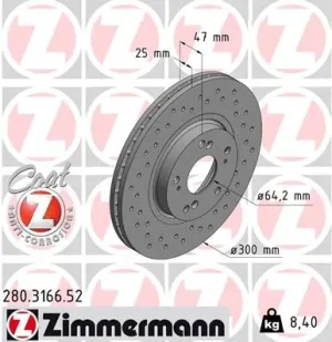 280.3166.52 ZIMMERMANN Tarcza hamulcowa przód