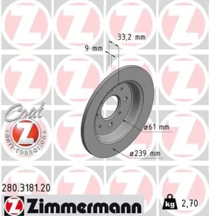 Tarcza hamulcowa tył HONDA JAZZ IV ZIMMERMANN
