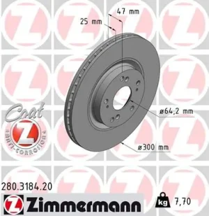 Tarcza hamulcowa przód HONDA CIVIC VIII ZIMMERMANN