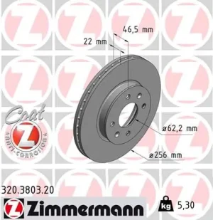 Tarcza hamulcowa przód KIA RIO II ZIMMERMANN