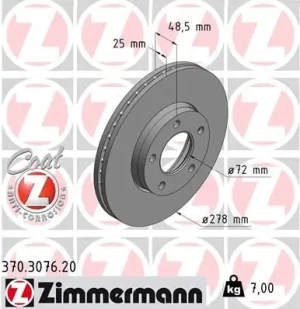 Tarcza hamulcowa przód MAZDA 3 I ZIMMERMANN