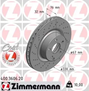400.3606.20 ZIMMERMANN Tarcza hamulcowa przód