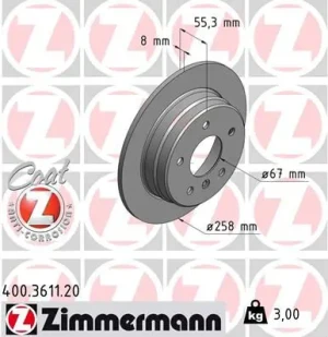 Tarcza hamulcowa tył MERCEDES-BENZ VANEO 414 ZIMMERMANN