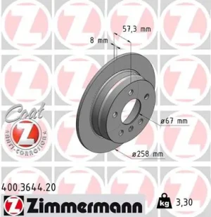 tarcze hamulcowe mercedes a klasa w168 400.3644.20 ZIMMERMANN