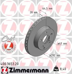 mercedes w204 tarcze hamulcowe 400.3653.20 ZIMMERMANN