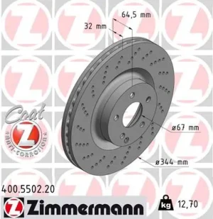 Tarcza hamulcowa przód MERCEDES-BENZ KLASA E A207 ZIMMERMANN