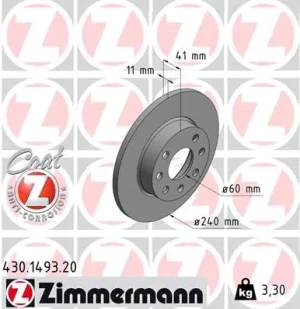 430.1493.20 ZIMMERMANN Tarcza hamulcowa przód
