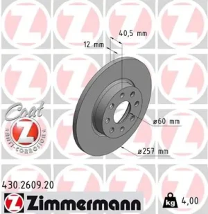 Tarcza hamulcowa przód FIAT PUNTO EVO ZIMMERMANN