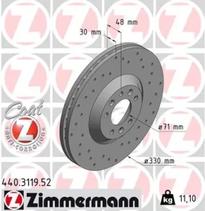 Tarcza hamulcowa przód PEUGEOT 607 ZIMMERMANN