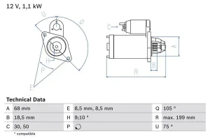 0 986 020 870 BOSCH Rozrusznik