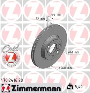 Tarcza hamulcowa przód RENAULT CLIO III ZIMMERMANN